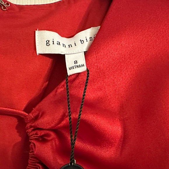 NWT Gianni Bini -  Raini Satin Tie Front Long Sleeve A-Line Dress - Picture 4 of 6